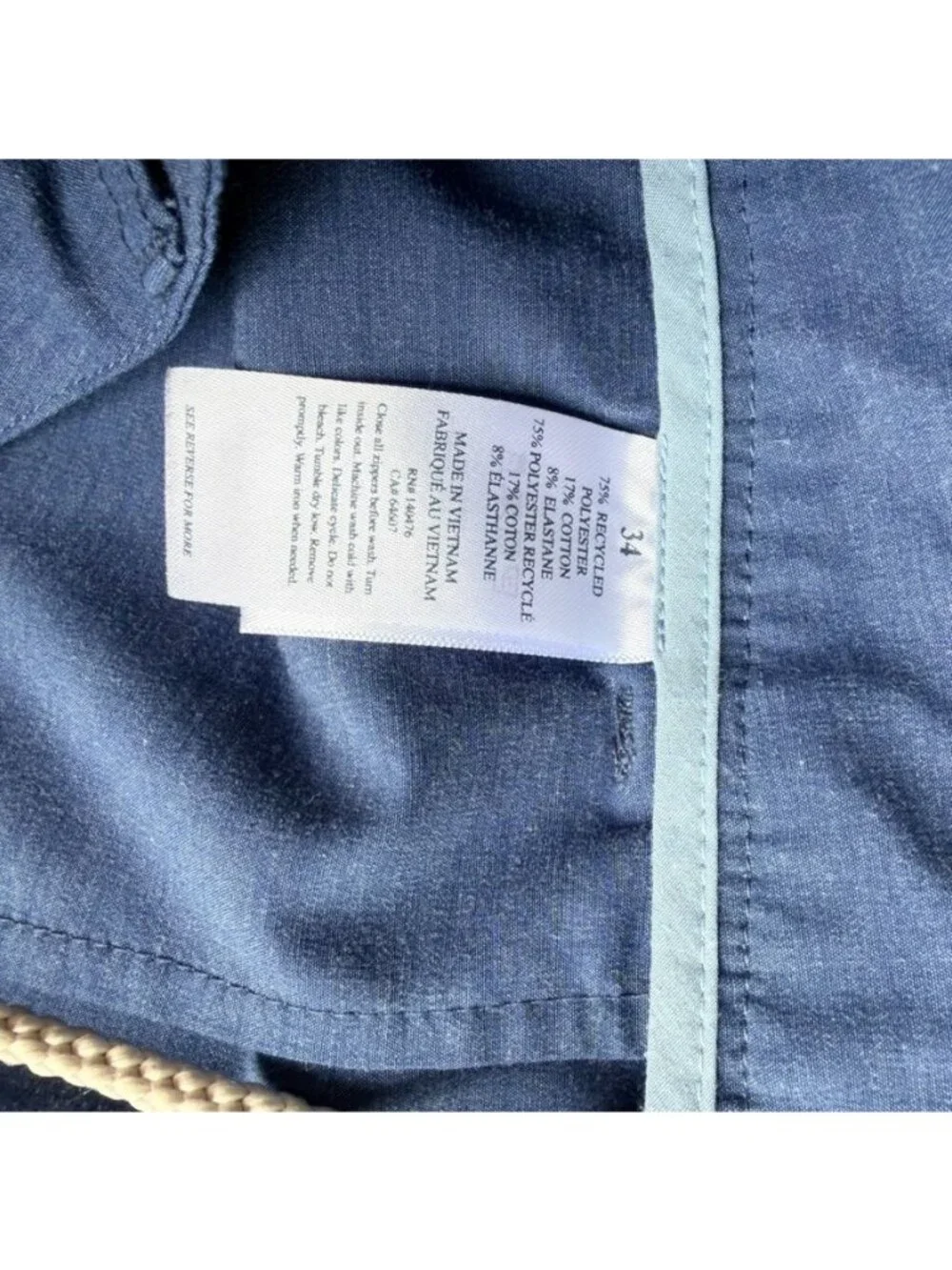 Faherty All Day Shorts Blue Performance Stretch Men's Size 34 H78